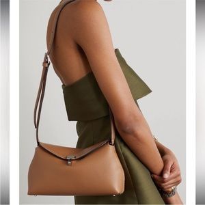 Toteme t lock clutch tan grain NWT